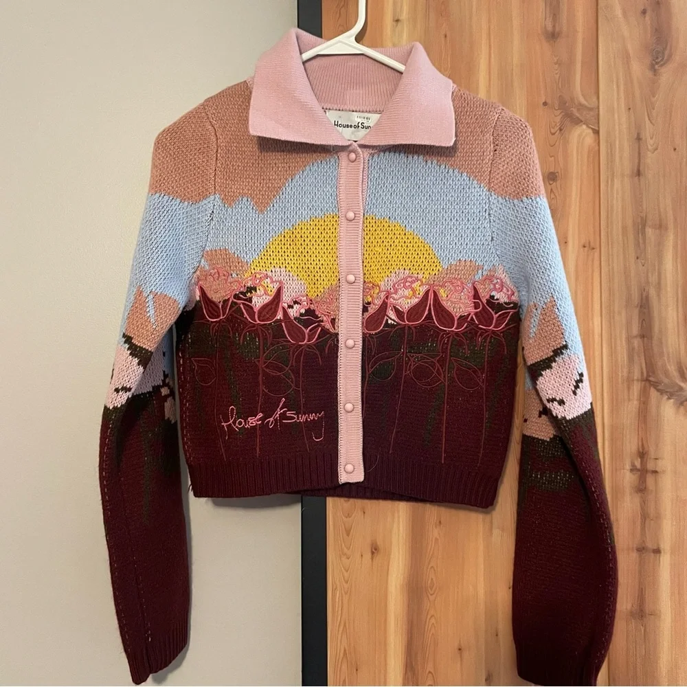 House of Sunny Garden of Eden Tripper Intarsia Cardigan XS US 2 NWT - Picture 13 of 16